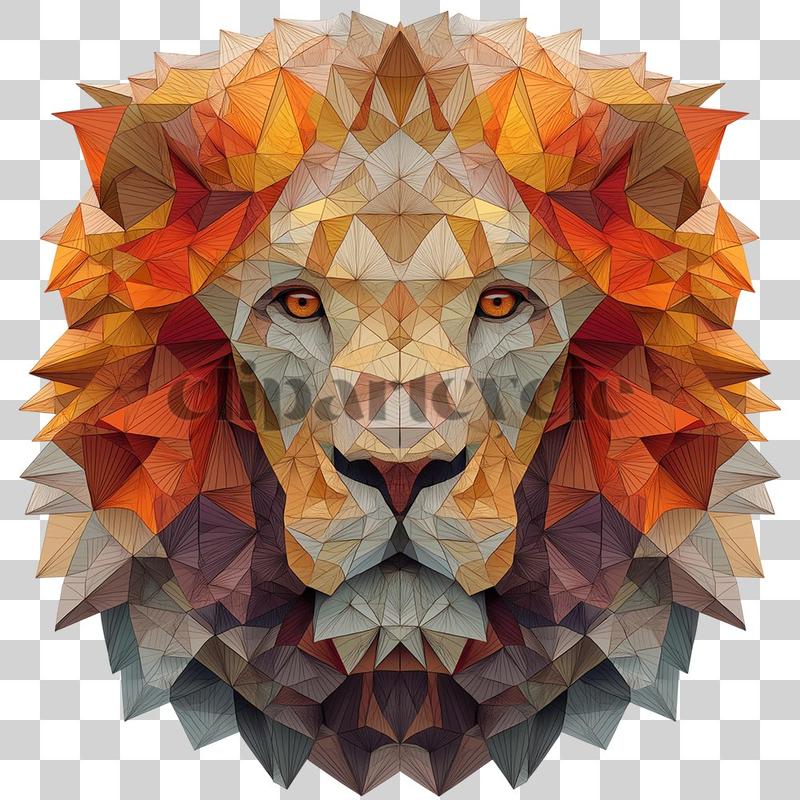 Geometric polygon art lion head with bold colors